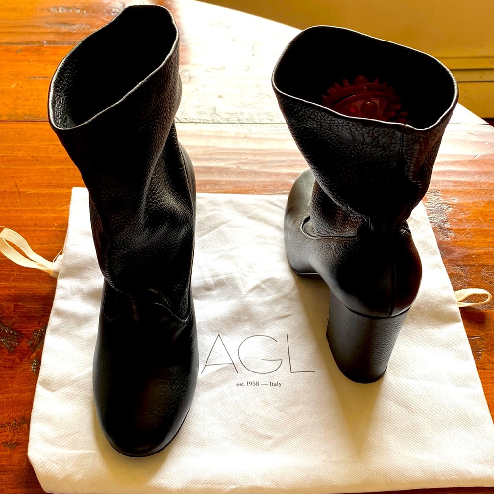 Black genuine leather AGL booties  -Made in Italy